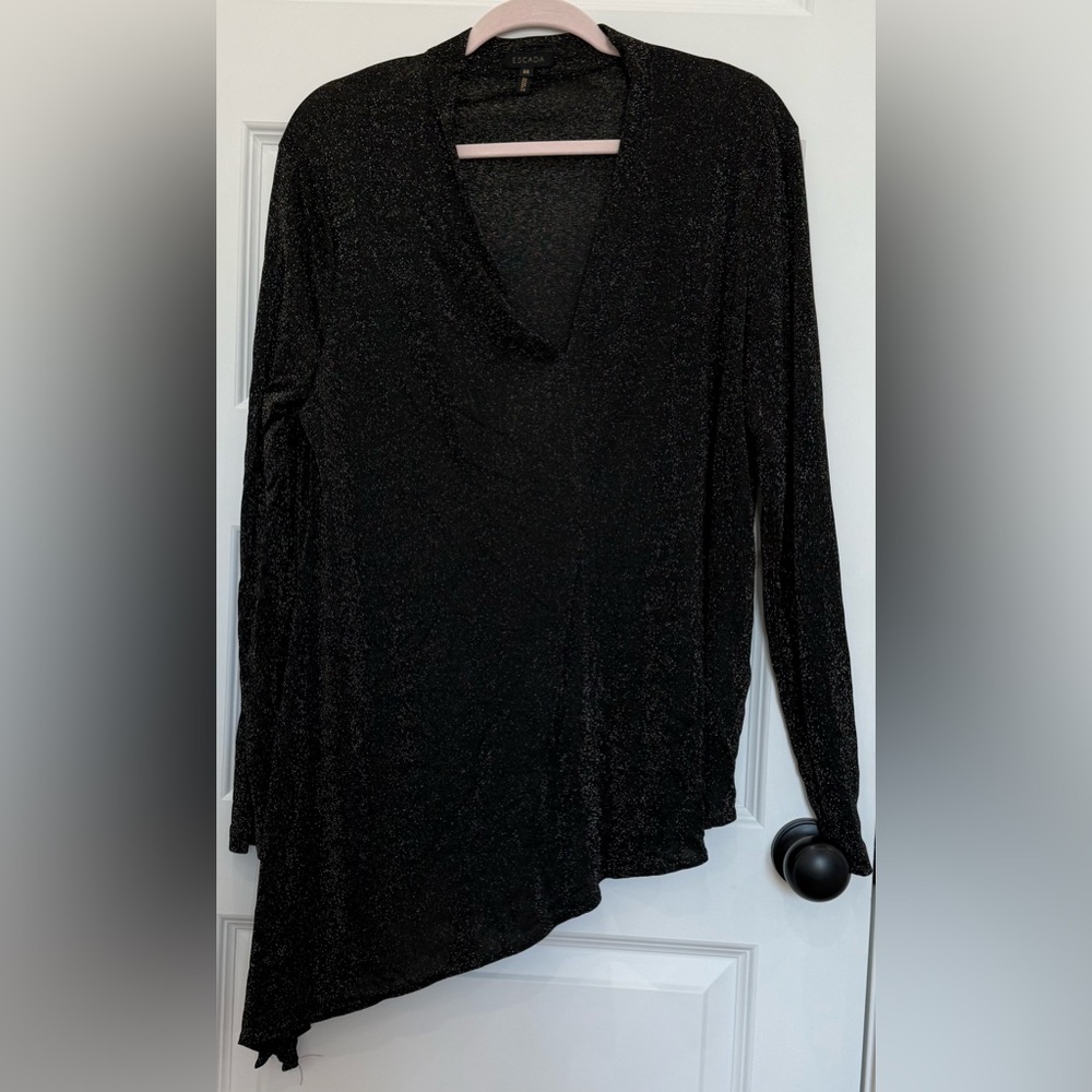 Escada Shimmering Black Long Sleeve Top